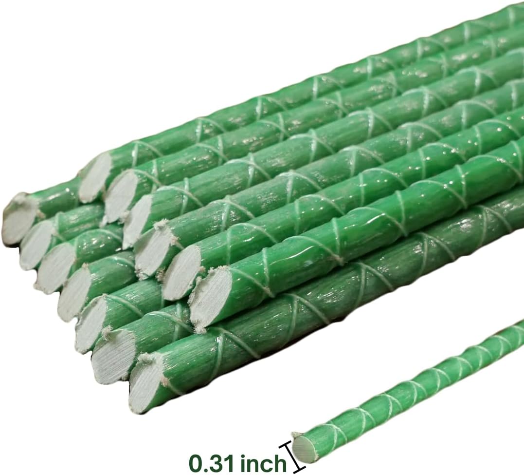 Fiberglass Eco Friendly Garden Stakes (Choose Height/Quantity) – Durable, Lightweight, Tomato, Tree, Strawberry, Plant, Support Fencing Stakes with Patterned Surface 5/16" Diameter (10, 3)