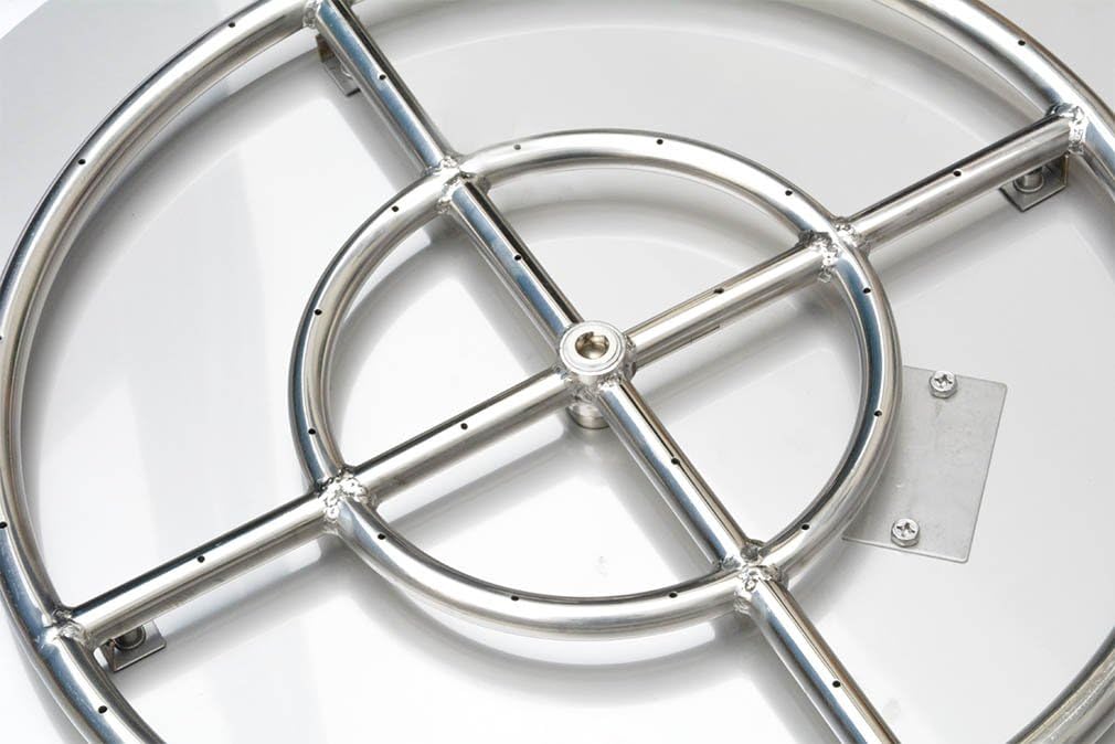 Stanbroil Stainless Steel 30" Round Flat Fire Pit Pan w/24 Fire Burner Ring Installed, BTU 296,000 Max