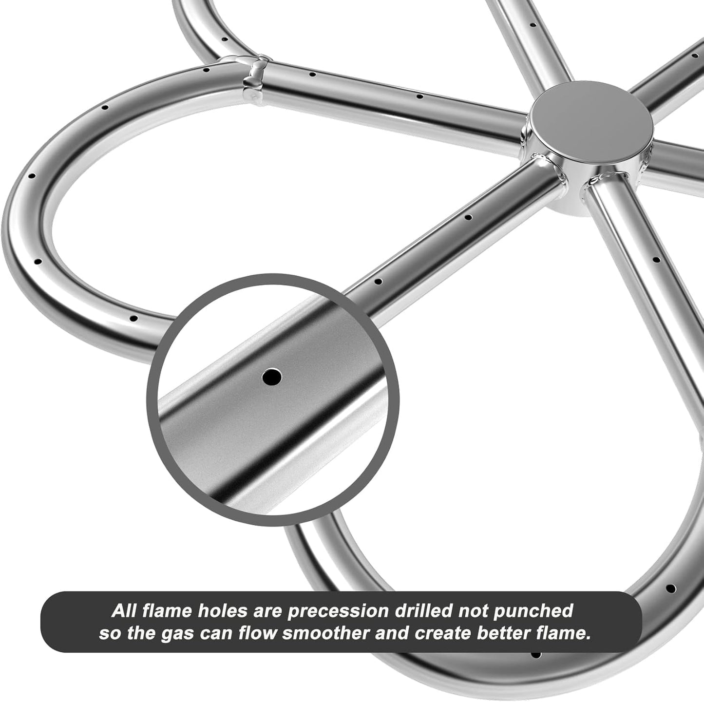 Skyflame 18-Inch Stainless Steel Flower-Shape Fire Pit Burner Ring for Fire Pit, Natural Gas & Propane Fireplace, Indoor/Outdoor, Max BTU 147K…