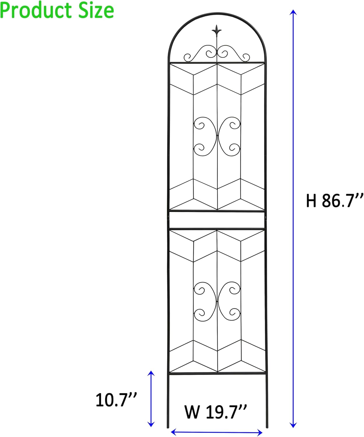 4 Pack 87x20in Garden Trellises with Black Metal Coating, Trellis for Climbing Plants Outdoor, Roses, Vines, Flowers, and Vegetables.