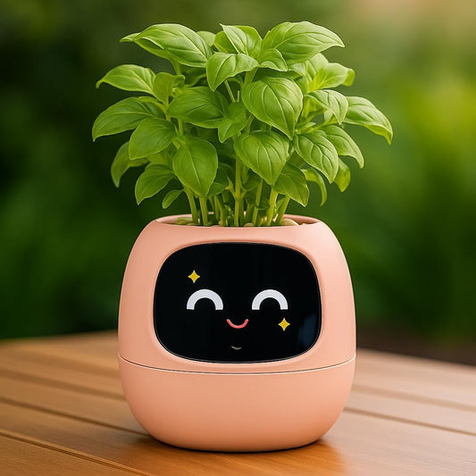 Interactive Plant Pot – Smart Planter, AI Pet Plantagotchi, tamagotchi, Leafypod and Plantiboy, Robot Flower with Feelings, Electric Maceta, Indoor Flowerpot with Water, Digital Gifts (Pink)