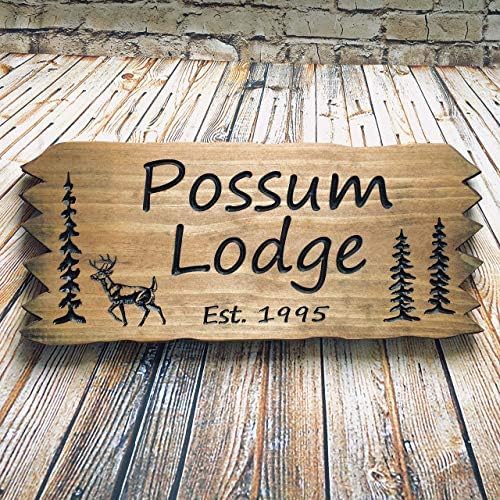 Custom Wooden Signs, Personalized Wood Signs, Custom Wood Signs, Personalized Cabin Signs, Outdoor Wooden Sign, Family Name Signs (Possum Logde Style)