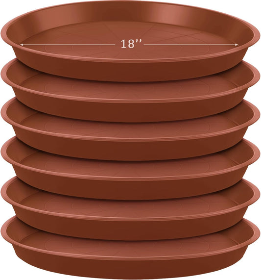 Eccliy 6 Pack Plastic Plant Saucer Heavy Duty Planter Saucers Large Plant Pot Saucers Plastic Water Trays for Indoors and Outdoors Flower Plant Plant Drip (Terracotta,18 Inch)