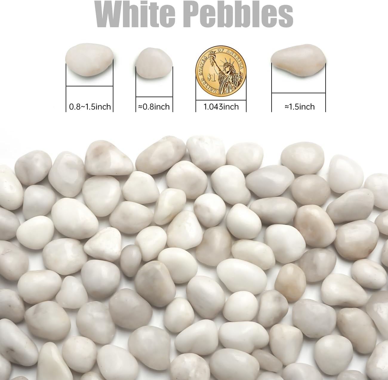 1 Pack 5 Lbs Random Color River Rocks for Plants,0.8-1.5 Inch Decorative Ornamental Pebbels, High Polished Stones for Garden Landscaping, Smooth Gravel Filler, Succulents, Fish Tank, White/Yellow