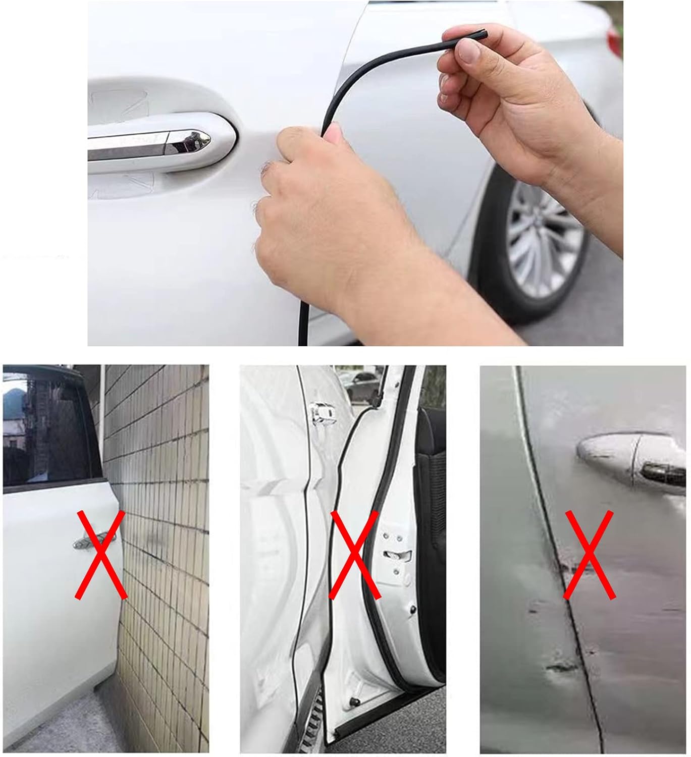 Door Edge Guard U Channel Rubber Edge Trim Self Adhesive Metal Edge Protection Guard for Most Car Doors, Hatches, Lockers, Panels (10Ft, Black)