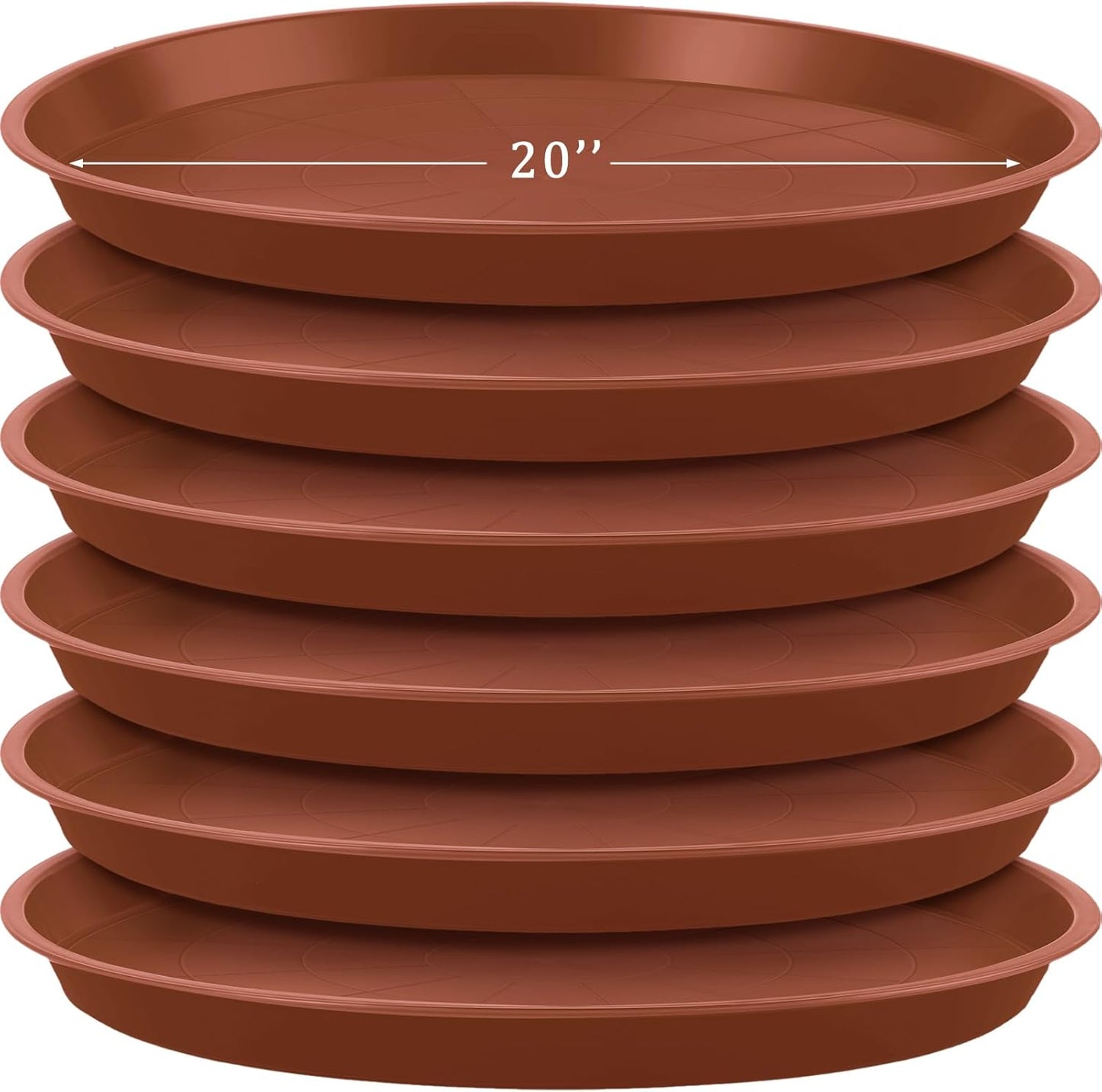 Eccliy 6 Pack Plastic Plant Saucer Heavy Duty Planter Saucers Large Plant Pot Saucers Plastic Water Trays for Indoors and Outdoors Flower Plant Plant Drip (Terracotta,20 Inch)