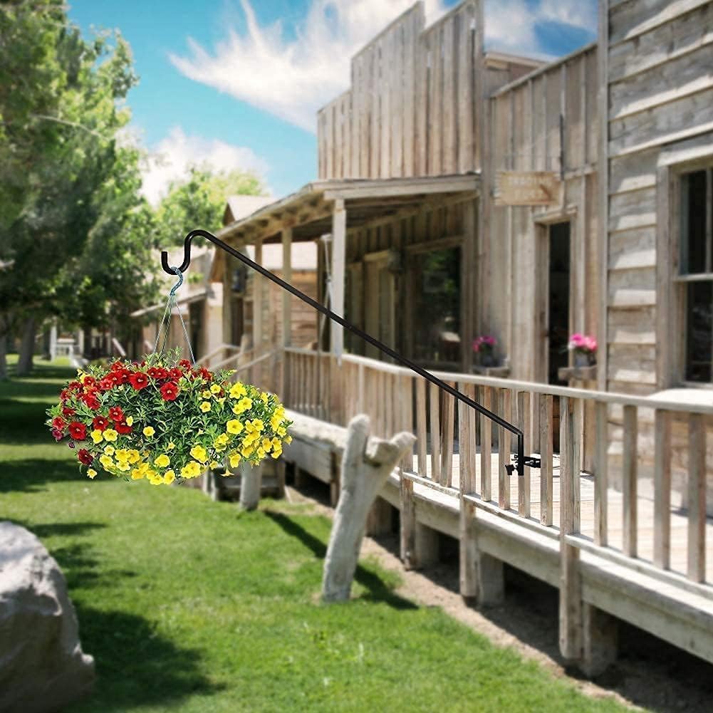 MIXXIDEA Extended Fence Deck Hook Rail Heavy Duty Bird Feeder Hook, Adjustable Plant Bracket for Bird Feeders, Planters, Suet Baskets, Lanterns, Wind Chimes and More