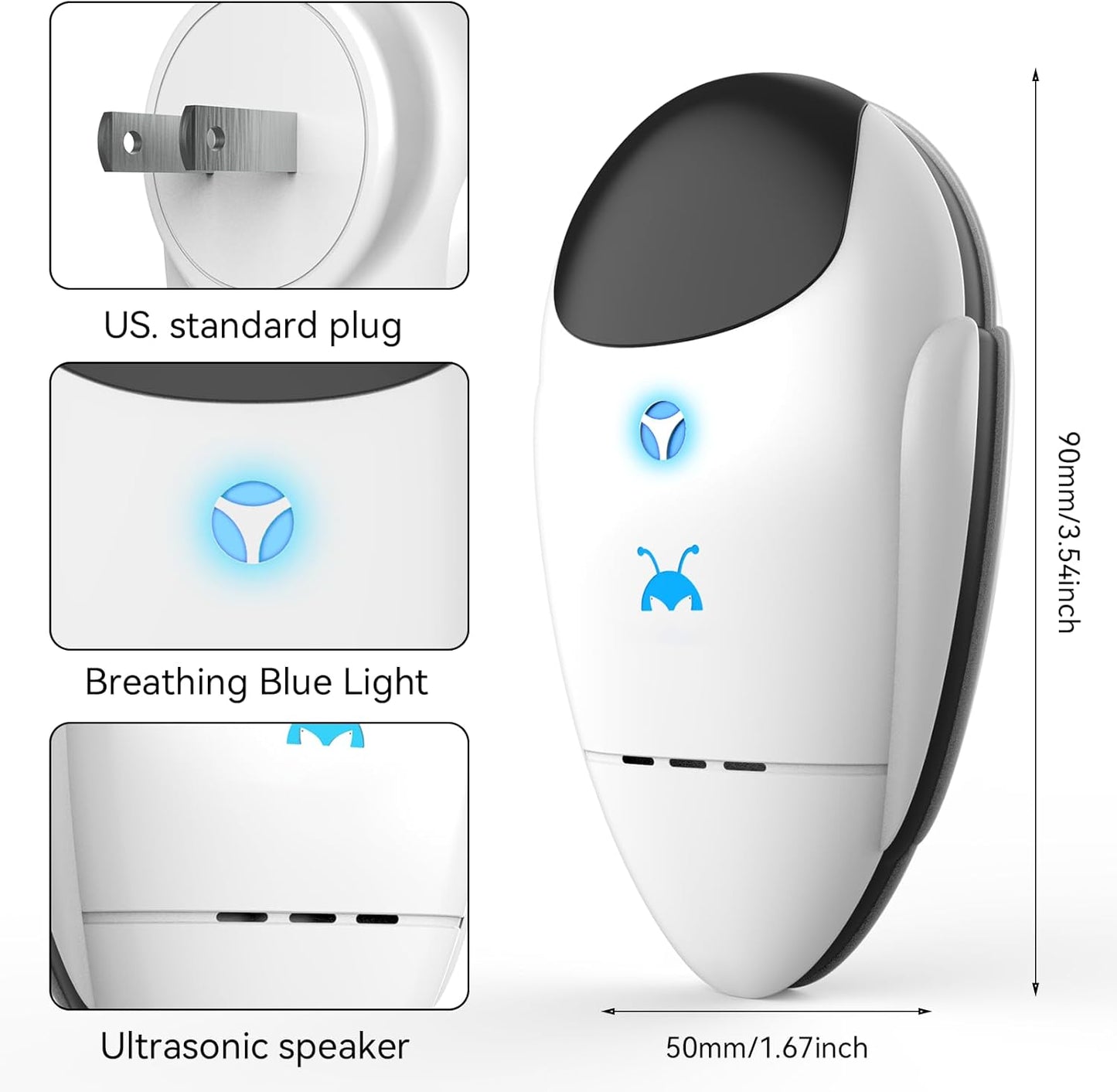 2025 Upgraded Ultrasonic Repeller & Insect Indoor Repeller, Ultrasonic Plug in Repellent for Roach, Rodent, Mouse, Bugs, Mosquito, Mice, Spider, Ant, Electronic Pest Deterrent, 4 Packs