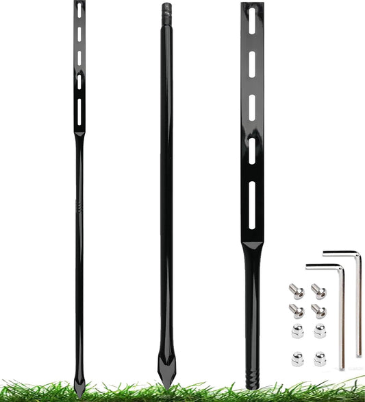 36 Inch Heavy Duty Metal Stakes for Yard Signs, Black, 2 Pack with Hardware, Outdoor Lawn Parking Event Ground Stakes