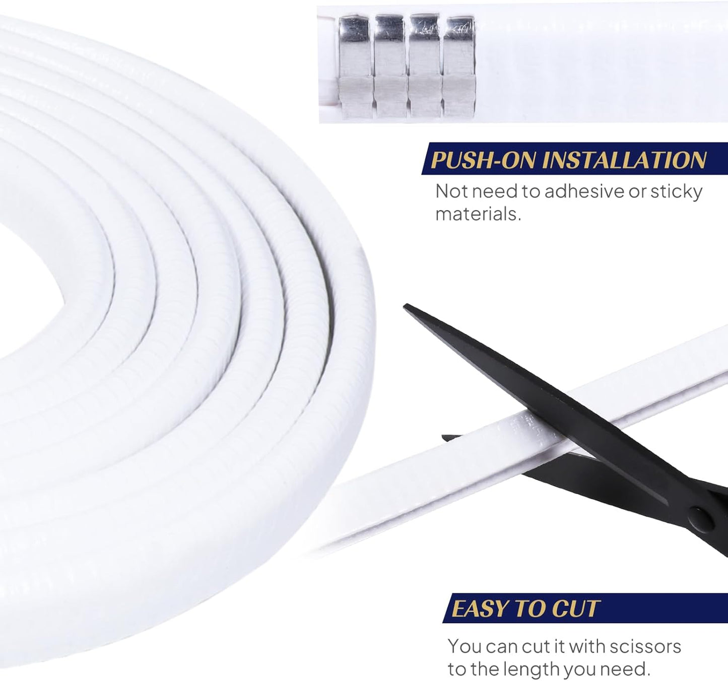 Edge Trim White U-Channel Rubber Trim Edge with Metal 1/2" X 3/8" - Fit Gap 3/64" to1/4 Car Door Edge Sealing Strip, PVC Weather Stripping with Steel, Metal Edge Protector, 26FT