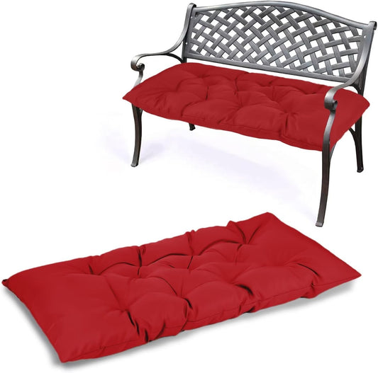 47.3 in Waterproof Indoor/Outdoor Garden Bench Seat Cushions，Thicken Patio Bench Soft Rocking Chairs Pad Lounger Seat for Wicker Loveseat Settee（47.3 X 19.6 X 3.9 inch，Red ）