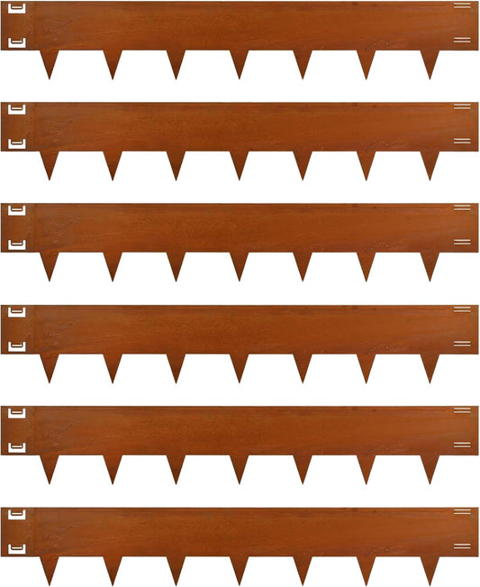 Cor-Ten Steel Landscape Lawn Edging, 40" L x 6" H,6 Pack Steel Edging for Landscaping,Metal Landscape Edging, Metal Edging for Landscaping(180 Degree Bend, Rusted)
