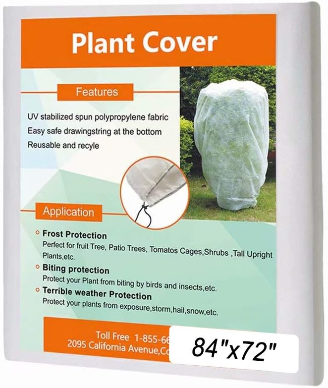 Agfabric Warm Worth Frost Blanket - 0.95 oz 84"x 72" Shrub Jacket, Rectangle Plant Cover for Frost Protection