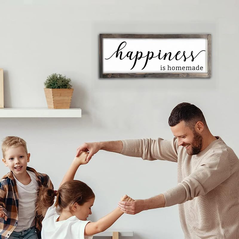 Dazingart Happiness is Homemade Sign, Farmhouse Kitchen Sign,Rustic Wooden Kitchen Wall Decor for Dining Room (Happiness)