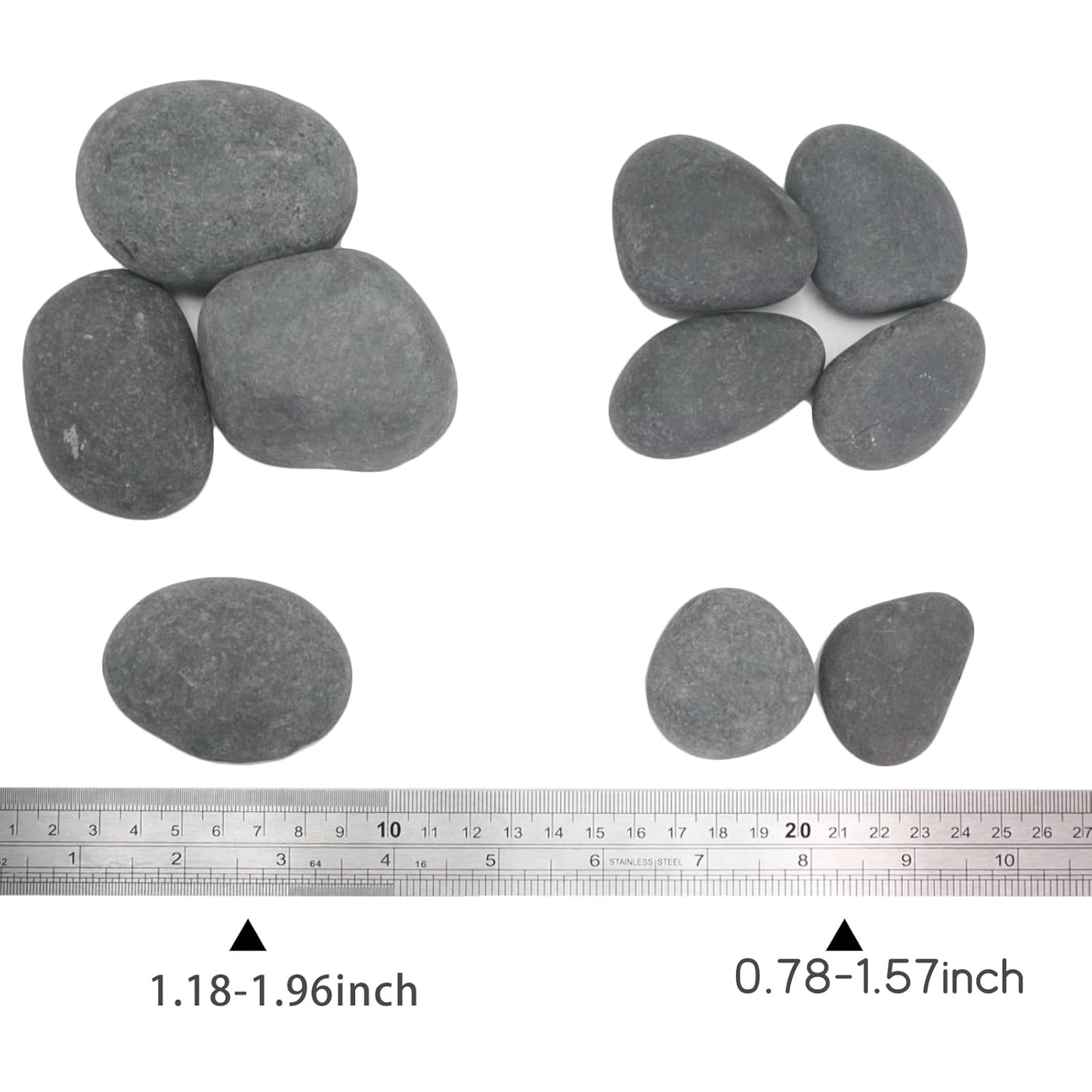 20LB Black Stones Pebbles River Rocks, Natural Beach Pebbles, Garden Decorative Stones-1-2 Large Plant Rocks,Ideal for Aquarium, Home Decor