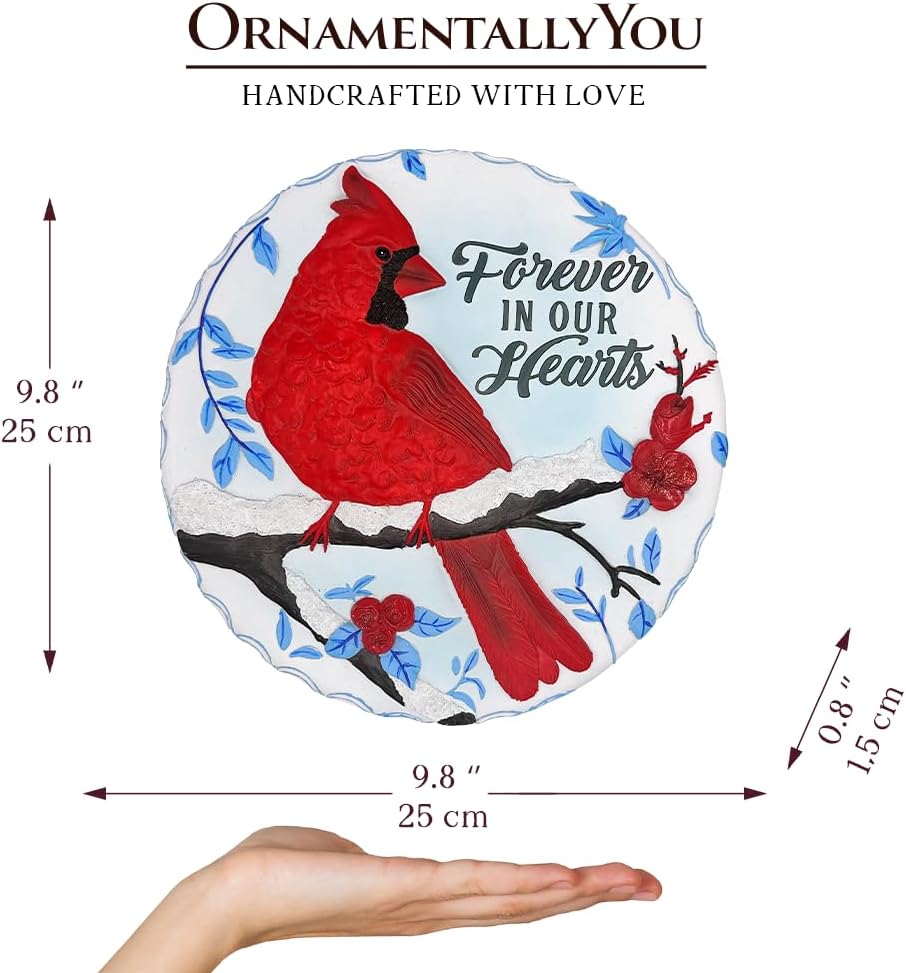 Elegant Resin Stepping Stone, Outdoor Garden Pathway Decoration (Forever in Our Hearts Cardinal Stepping Stone, 9.5" Winter Garden Decorative Resin Figurine)