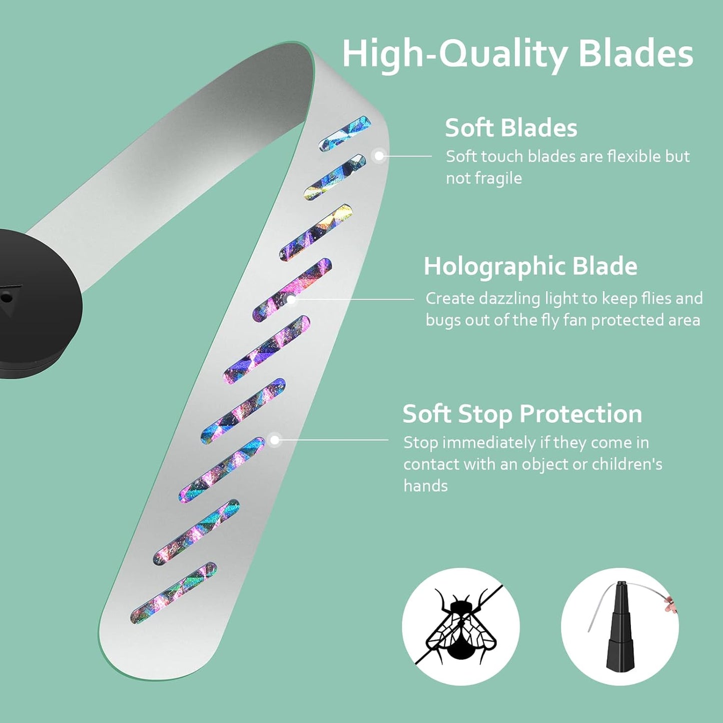 Fly Fans for Tables, Fly Repellent Fan for Indoor/Outdoor, Food Fans to Keep Flies Away for Party, BBQ, Home, Picnics, Travel, Portable and Easy Use 6 Pack (Black)