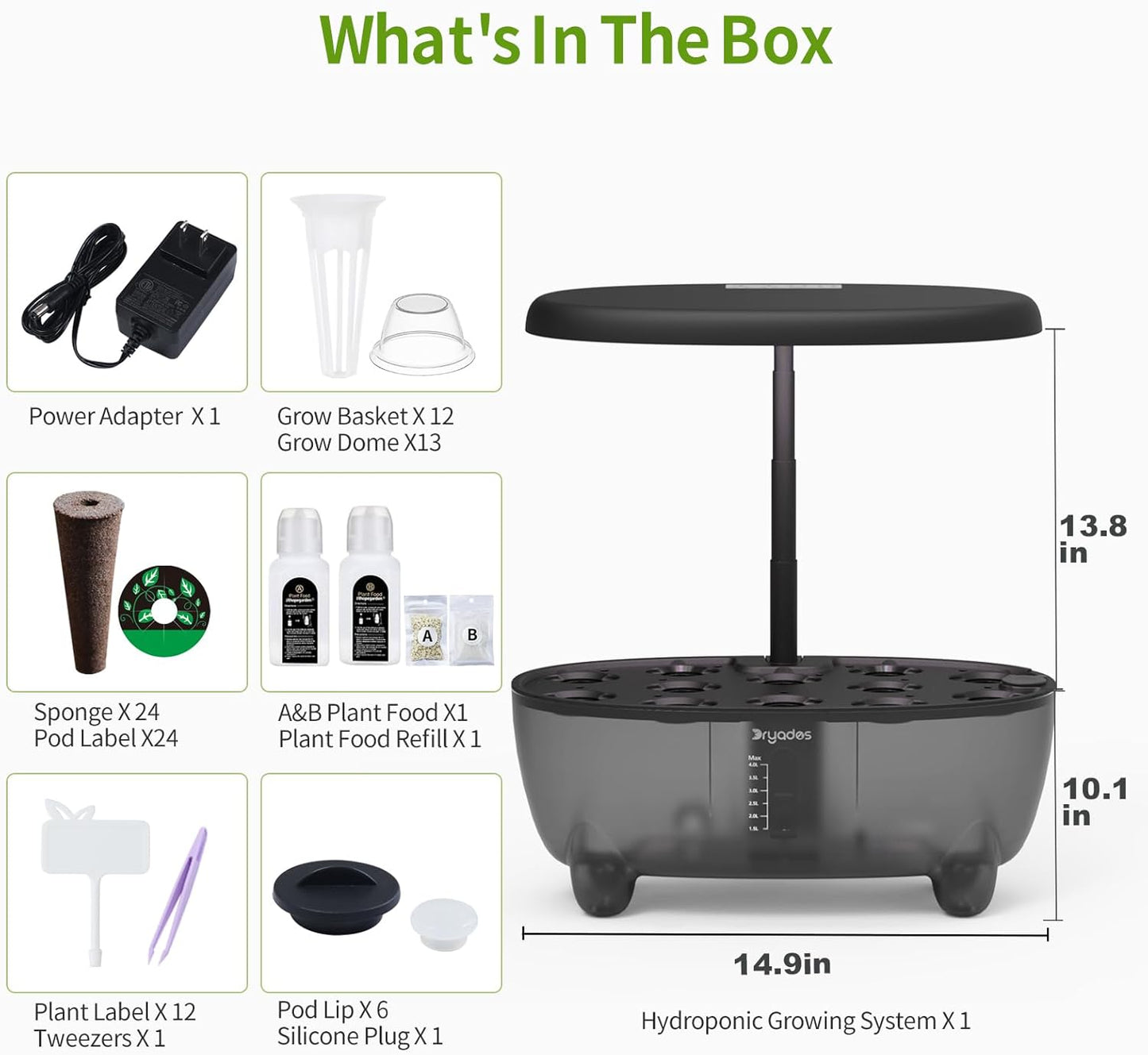 12-Pod Indoor Herb Garden Hydroponics Growing System Kit with LED Grow Light, Indoor Gardening System for Herbs, Vegetables, Lettuce on Countertop (Seeds NOT Included)