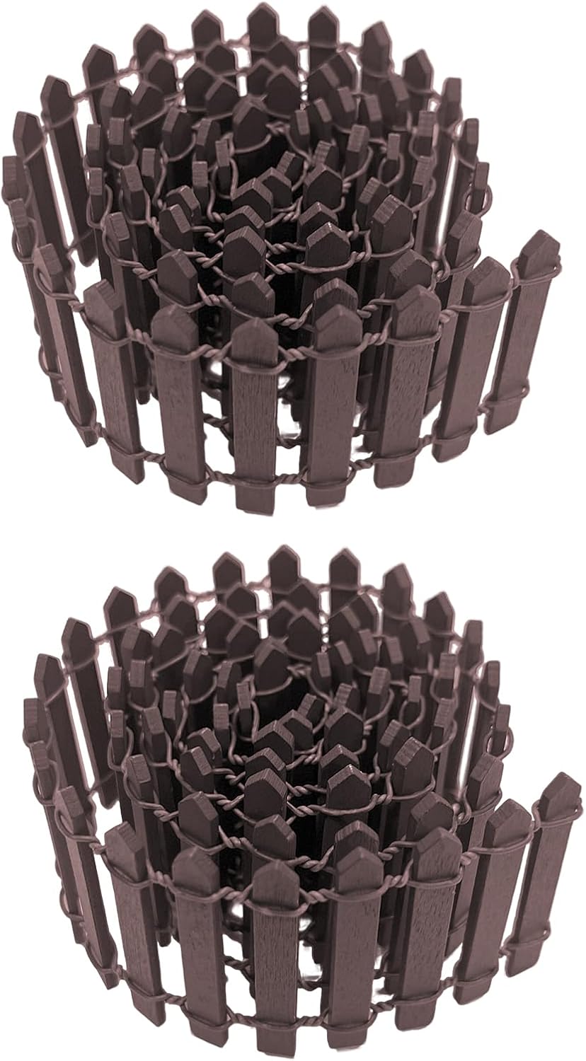 35 Inches Mini Fairy Garden Fence DIY Small Wood Decorative Picket Fence Micro Landscape Miniature Ornaments for Dollhouse, Crafts, Diorama Project, Plant Pot (Brown(2 PCS))