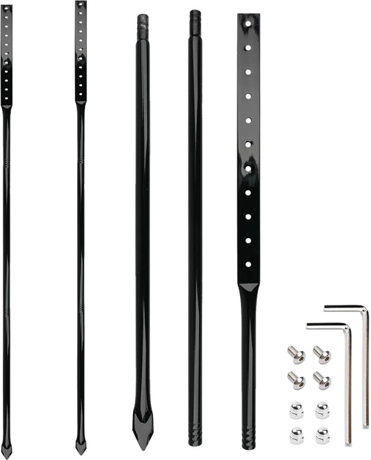 2Pcs 54 Inches Heavy Duty Metal Stakes for Yard Sign, with Screws Hardware, for Outdoor Lawn Bar Parking Garage Event,Black