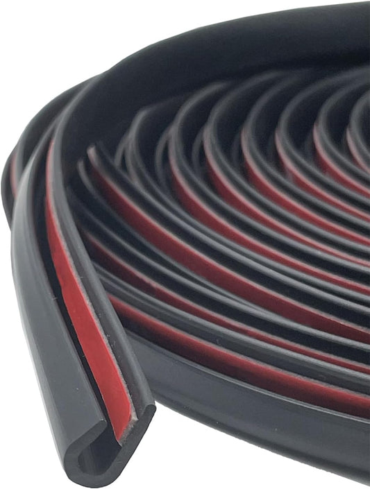 Door Edge Guard U Channel Rubber Edge Trim Self Adhesive Metal Edge Protection Guard for Most Car Doors, Hatches, Lockers, Panels (10Ft, Black)