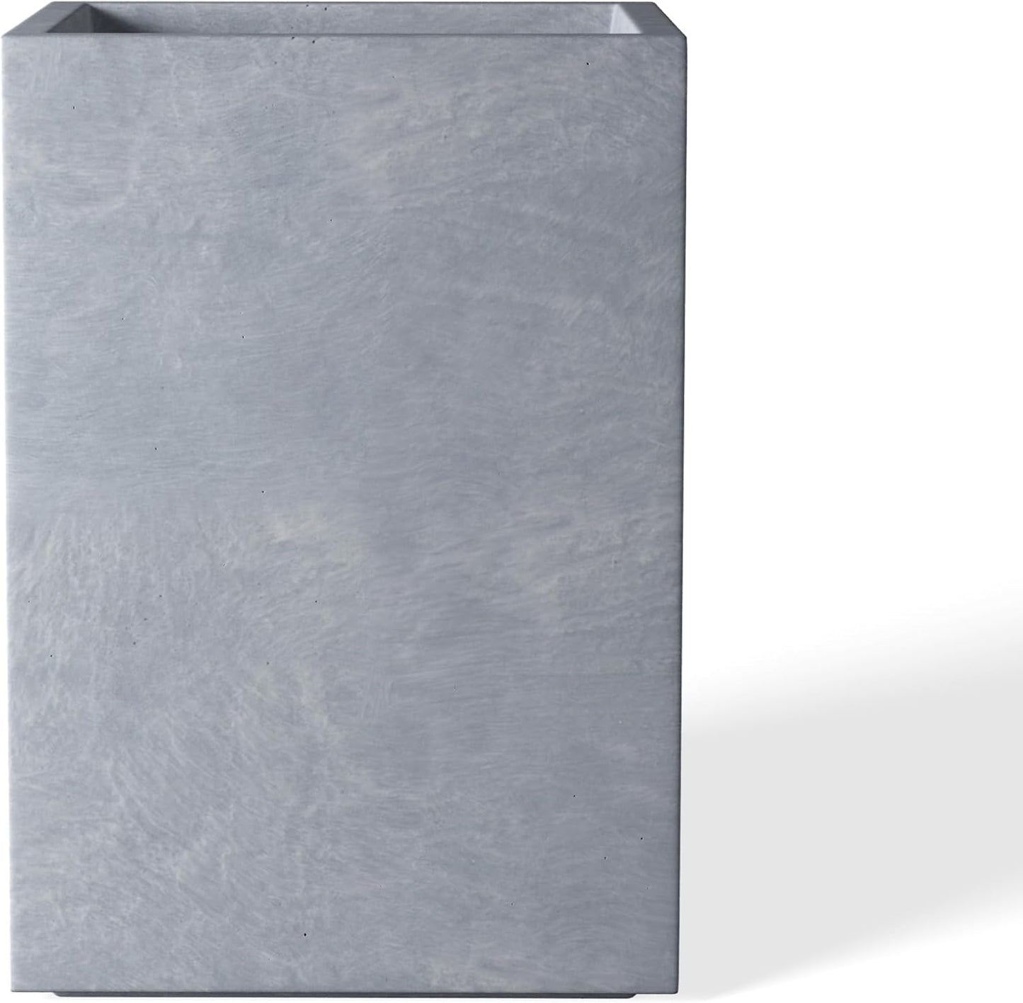 Kante 18.5" H Tall Rectangular Concrete Planters, Outdoor Indoor Lightweight Plant Pots with Drainage Hole and Rubber Plug, Modern Style for Home Garden Patio, Slate Gray