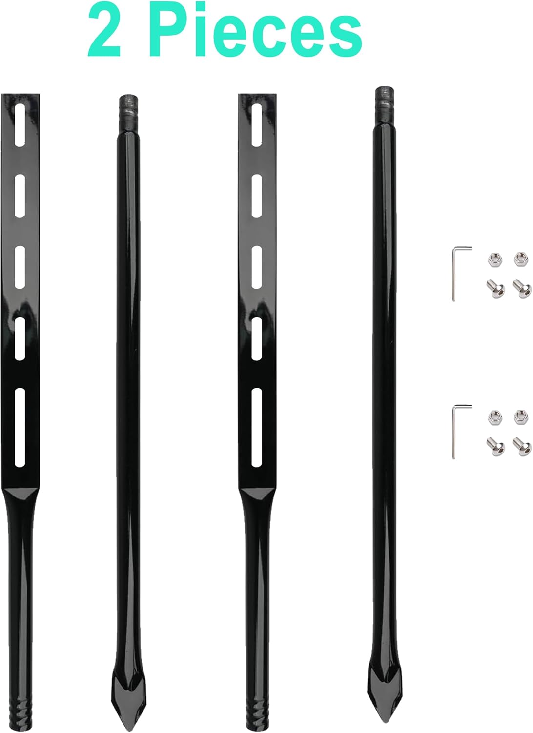 36 Inch Heavy Duty Metal Stakes for Yard Signs, Black, 2 Pack with Hardware, Outdoor Lawn Parking Event Ground Stakes