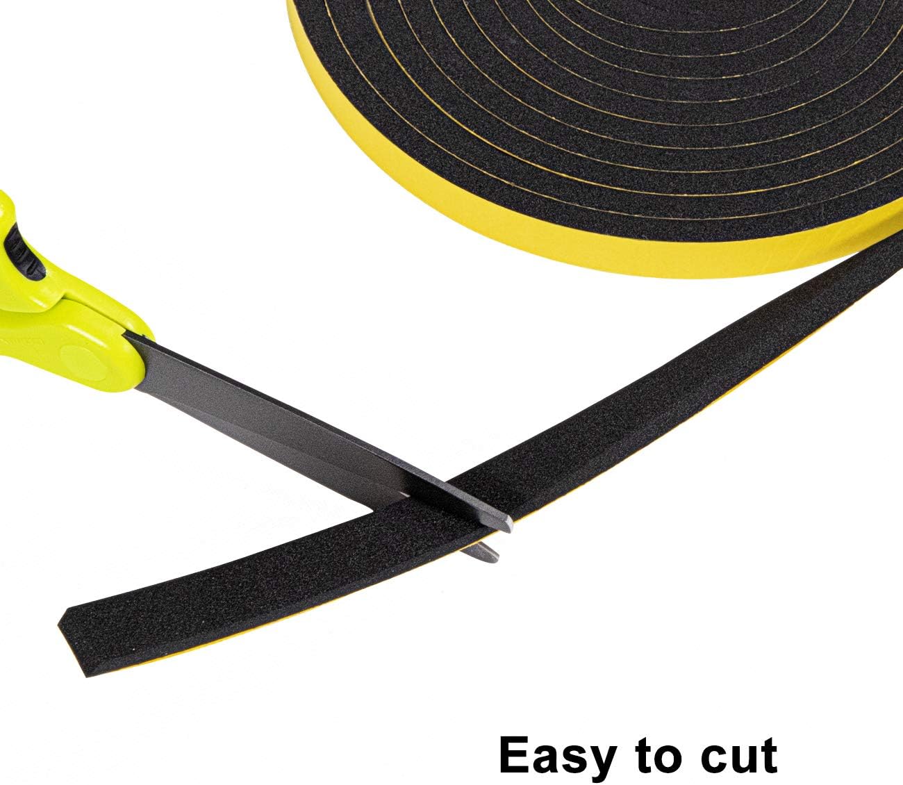 Foam Weather Stripping for Doors and Windows 1/2 inch W x 1/8 inch T, Adhesive Weather Strip Seal Tape (Total 49.5 Ft Length, 3 Rolls of 16.5 Ft Each)