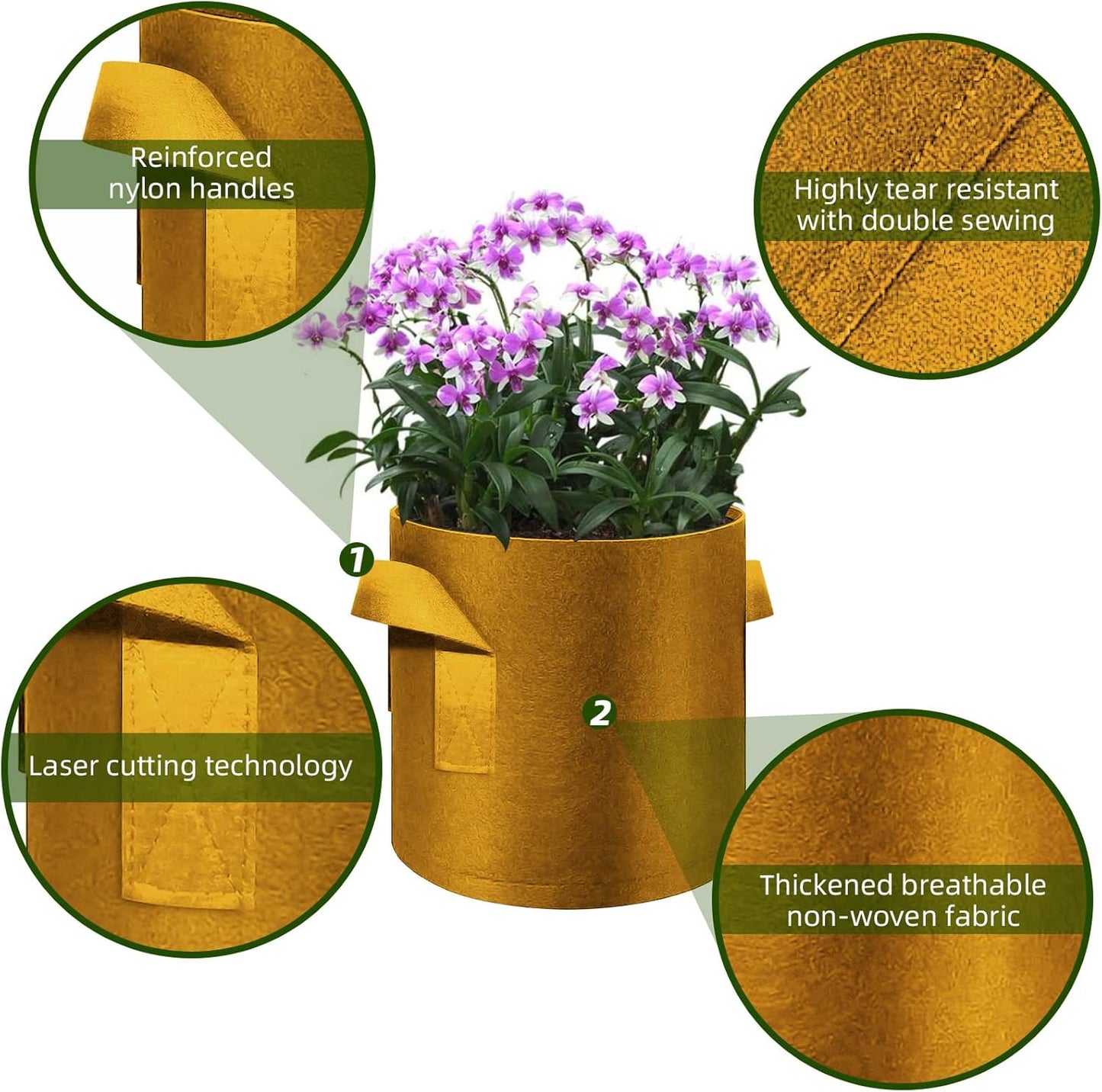 12 Pack 3 Gallon Plant Grow Bags, Thickened Nonwoven Fabric Pots with Handles, Vegetable Planter Bags Containers, Cloth Planters for Garden Vegetable/Flower/Plant/Fruits Outdoor (Brown)