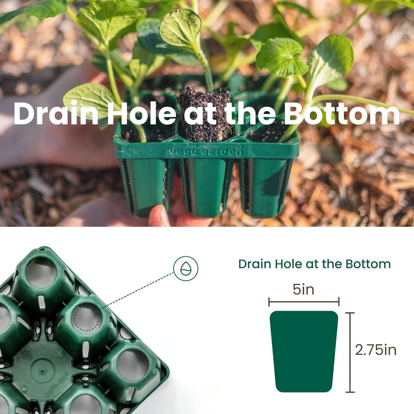 Vego garden Seedling Suite Products, 8 Pack Standard Seedling Trays with Seedling Tray Lids and 10" x 20" Bottom Watering Trays