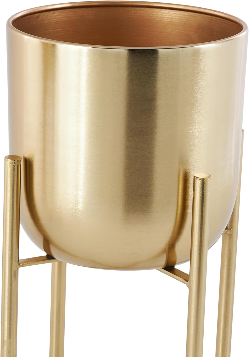 CosmoLiving by Cosmopolitan Metal Indoor Outdoor Planter Dome Large Planter Pot with Removable Stand, Set of 2 Planters 19", 22"H, Gold