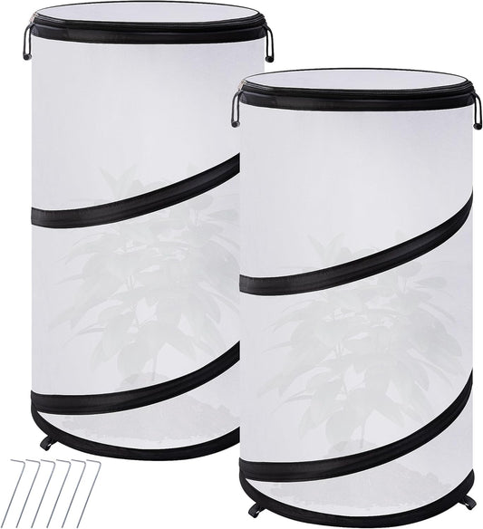 2 Pcs Pop Up Winter Frost Plant Cover, 20 x 12 Inch Round Garden Plants Freeze Protection Tent, Foldable Warm Plant Protector Enclosure for Snow Frost Protection Indoor & Outdoor