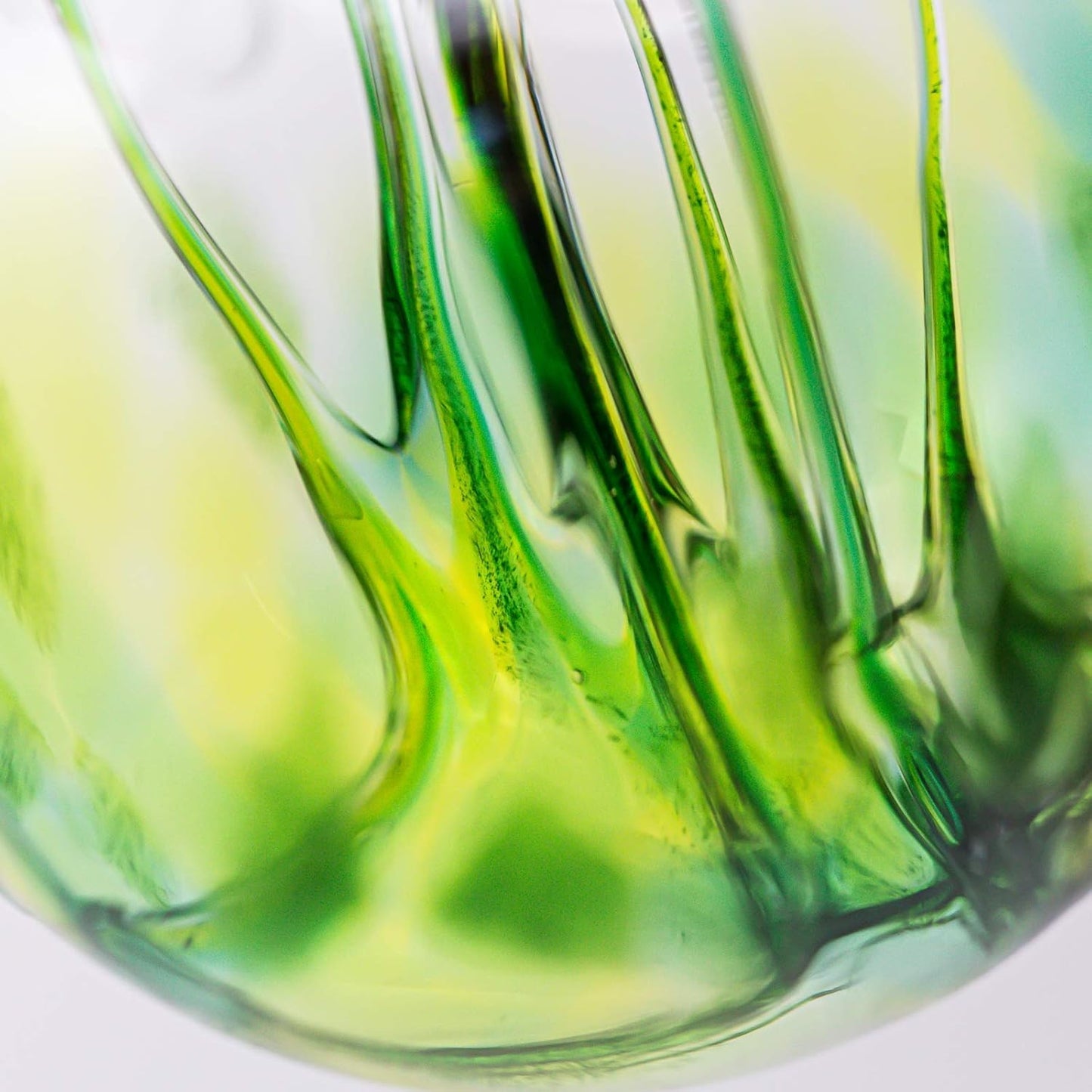 Luke Adams Glass | 3" Mini Glass Tree of Life | Handmade Ornament | Hanging Garden Gazing Ball | Indoor Outdoor Home Décor | (Adventurine Green)