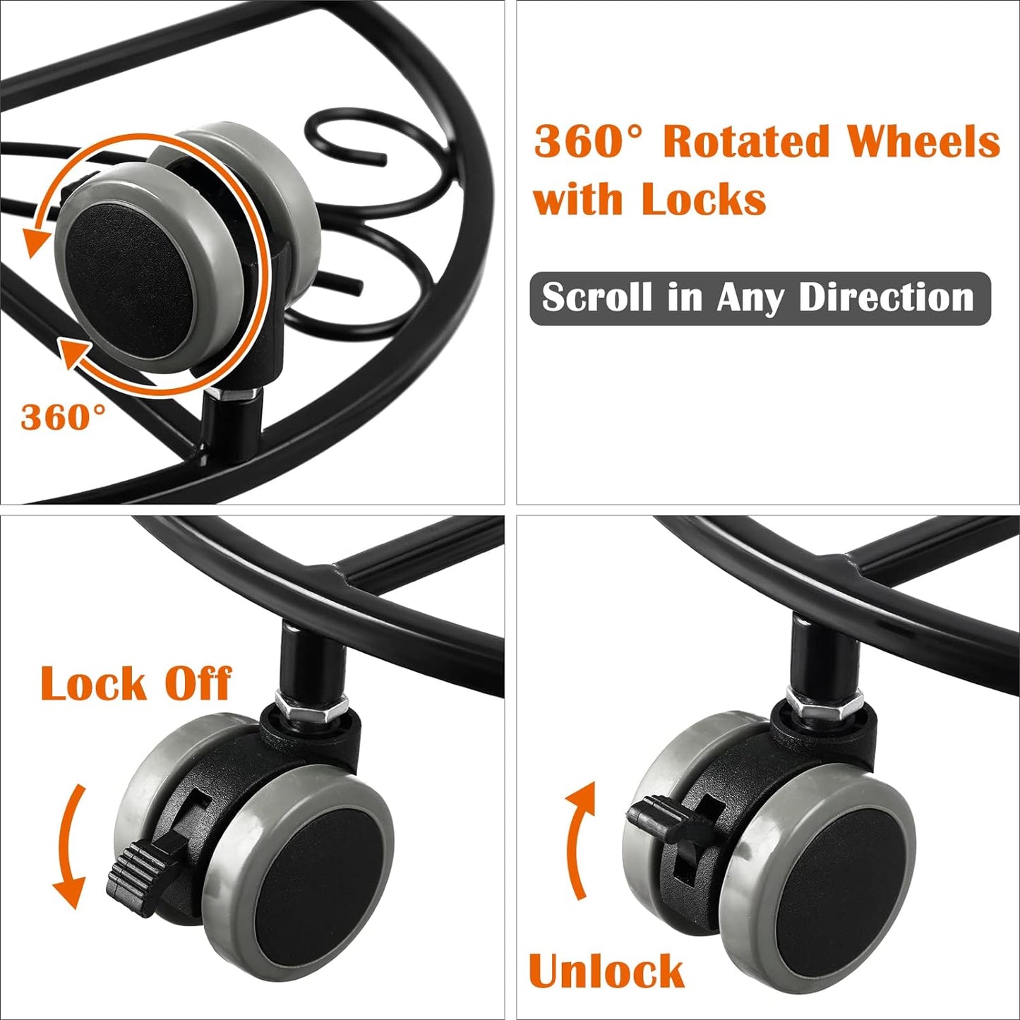 3 Pack Plant Caddy with Wheels Heavy Duty 13.5 Inches Metal Plant Stand with Wheels Plant Dolly Rolling Plant Stand Plant Roller with Casters for Indoor and Outdoor, Black