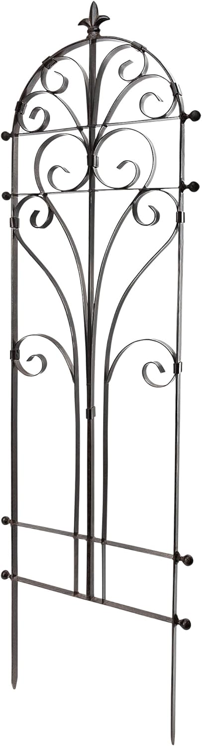 H Potter Garden Trellis for Climbing Plants Metal Outdoor Wall Decor or Flowers Roses Vine Ivy Clematis GAR214-R