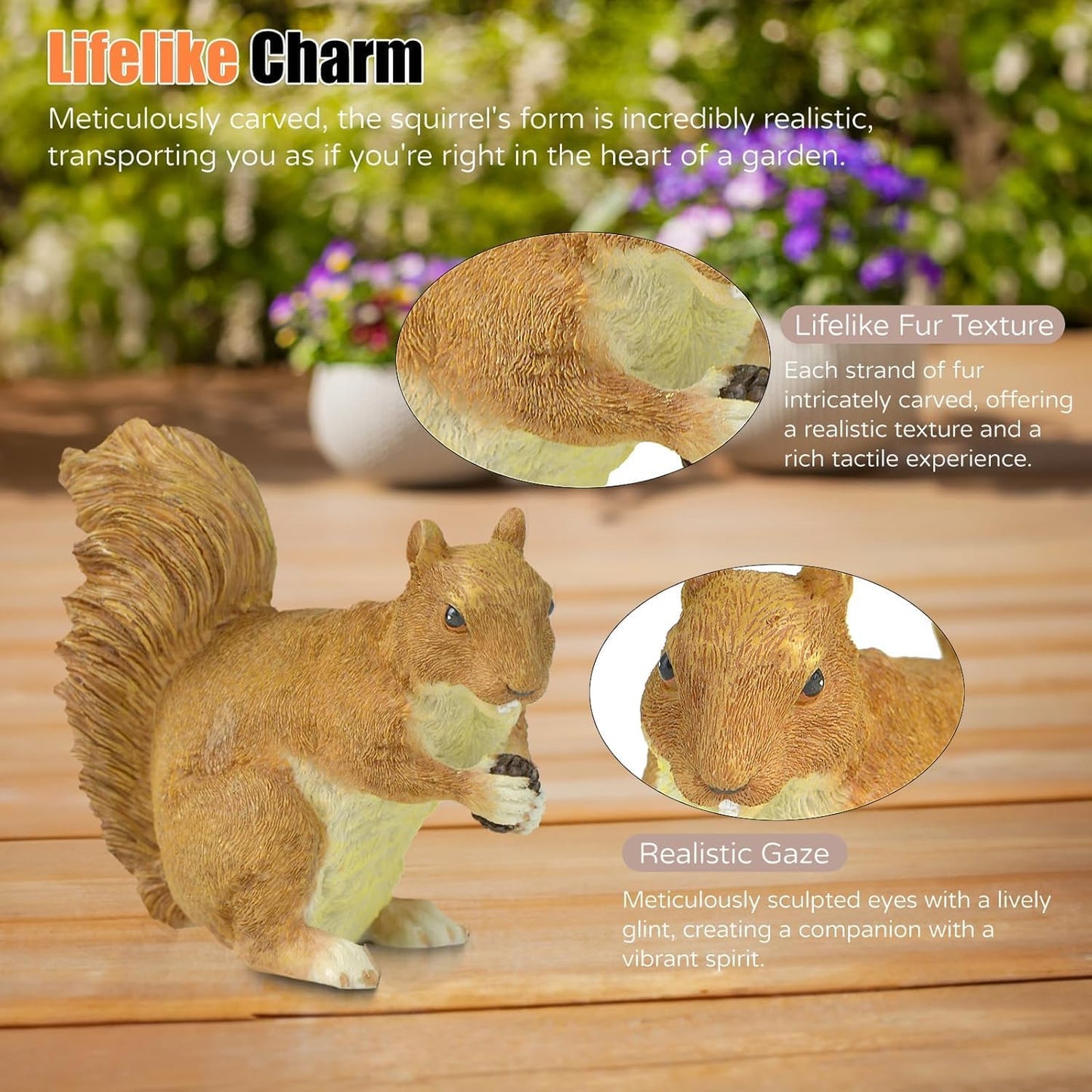 Garden Decoration Squirrel Statue - Adorable Wildlife Sculpture with Pinecone for Outdoor Patio, Lawn, or Garden Décor - Ideal for Nature Lovers