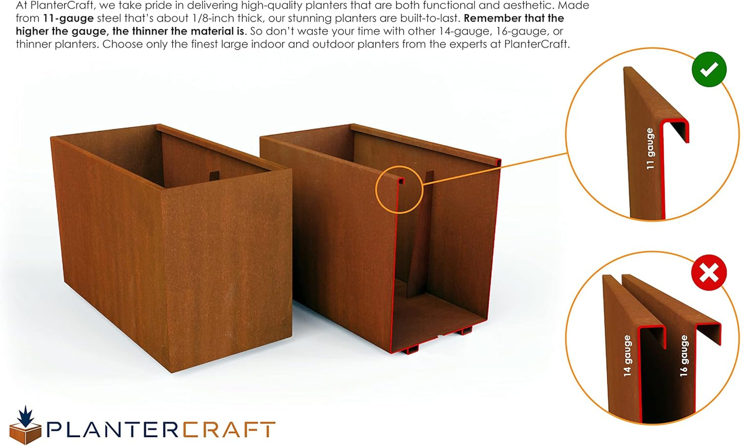 Extra Large Rectangular Planters for Outdoor Plants – 48x24x30 Inch Corten Steel Planter, Heavy Duty Large Outdoor Planter Box for Garden & Patio, Weathering Steel Metal Planter Rectangle