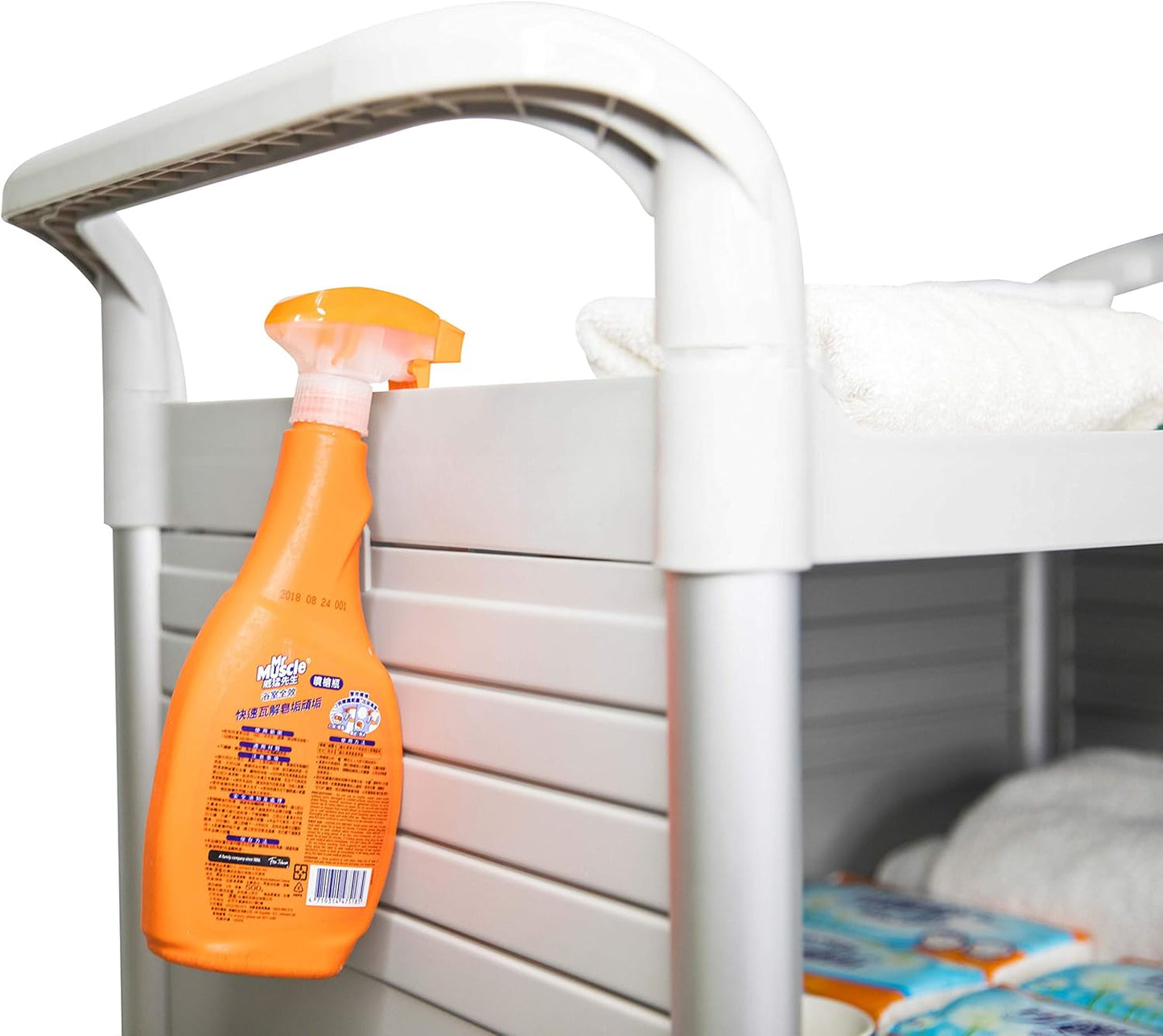 JaboEquip, Larger 3 Shelf Heavy Duty Lockable Hospital cart Medical cart, Utility Cart 606 lbs for Medical, L34.43xD19.69 inch, Off-White (Light Grey) Color