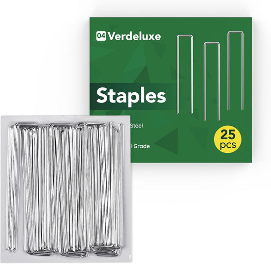 25 Pack Garden Staples,6 Inch 11 Gauge Galvanized U-Shaped Garden Stakes,Heavy-Duty Ground Yard Stakes for Inflatables,Irrigation Tubing,Holding Fence,Weed Barrier,Decoration