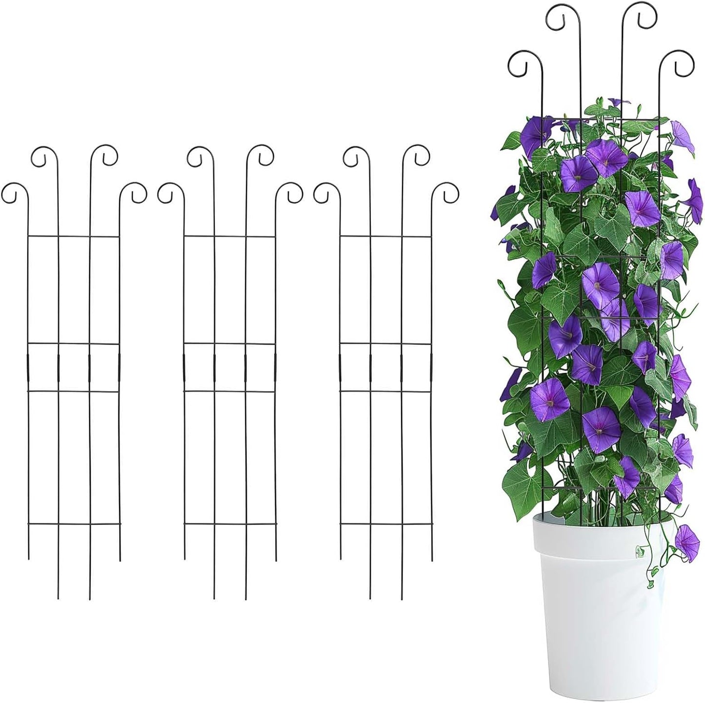 4 Pack 32 Inch Plant Trellis Outdoor Metal Trellis for Climbing Plants Indoor Garden Trellis for Climbing Plants Outdoor Wave Shape Metal Garden Trellis Houseplants Flowers Vine Ivy