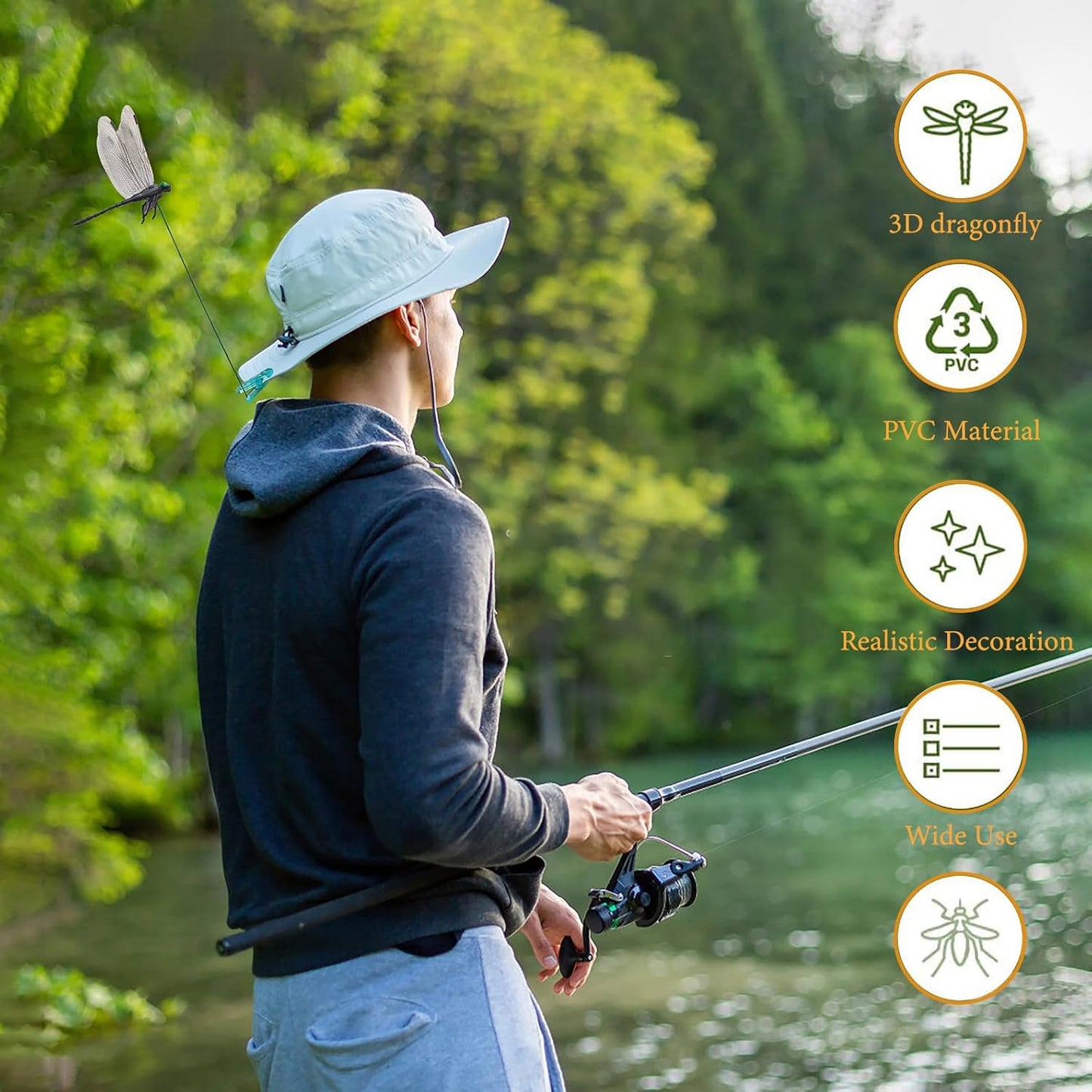 Dragonfly Clips Black Dragon Fly Hat Clip Artificial Realistic 3D Dragonflies Garden Stakes Decor for Indoor Outdoor (6 Pcs)