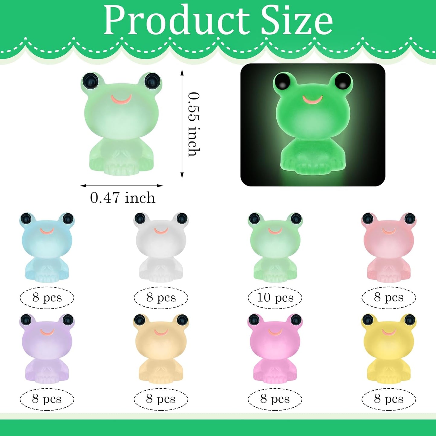 50 PCS Luminous Mini Resin Frogs Tiny Plastic Frogs Glow in The Dark Miniature Frog Figurines for Fairy Garden Miniature Moss Landscape Decoration (8 Colors Mini Frogs)