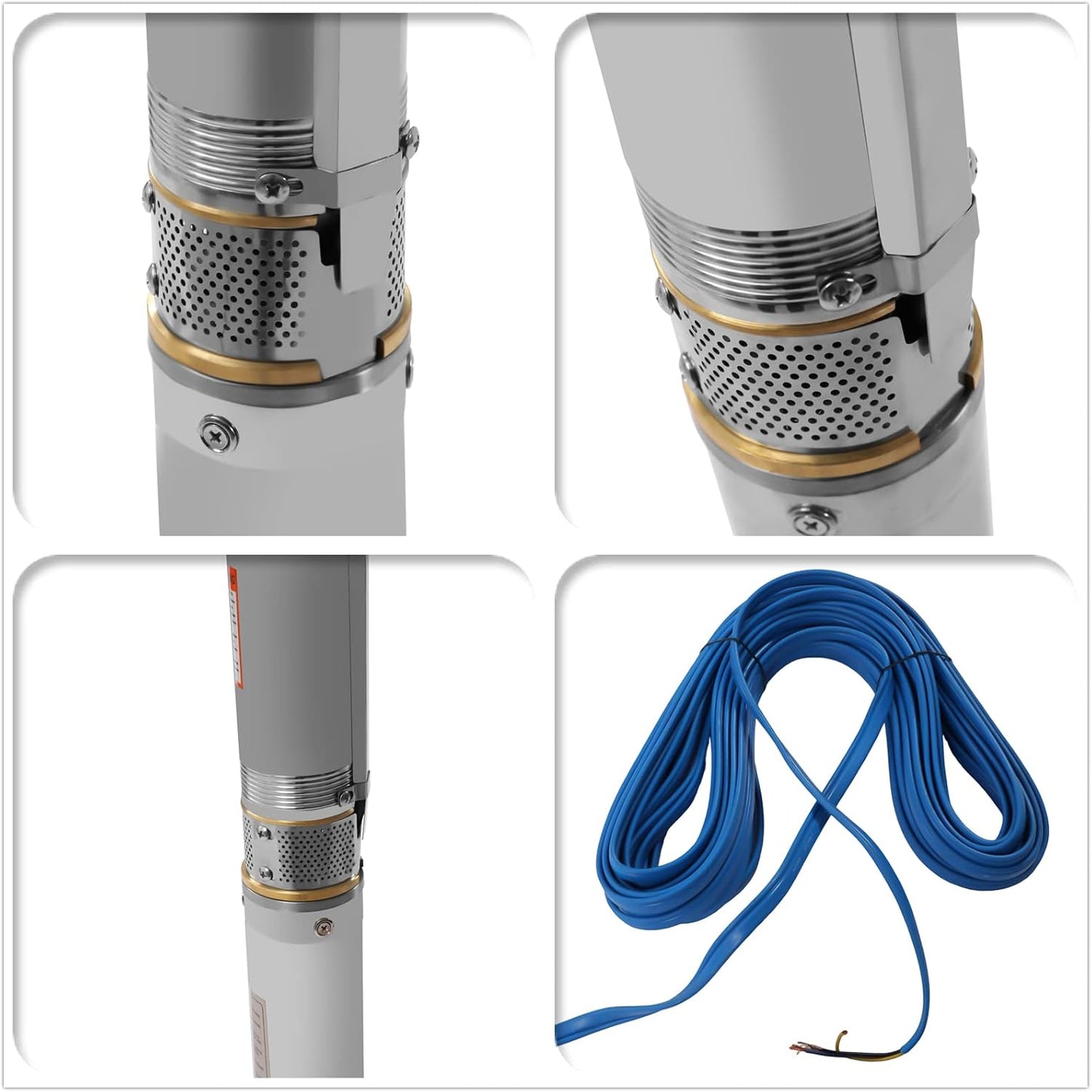 Deep Well Submersible Pump 110V 370W Electric Solar Powered Water Pump, 16 GPM Flow, 216ft Lift, Farm Ranch Irrigation Submersible Bore Hole Deep Well Pump 3420 RPM