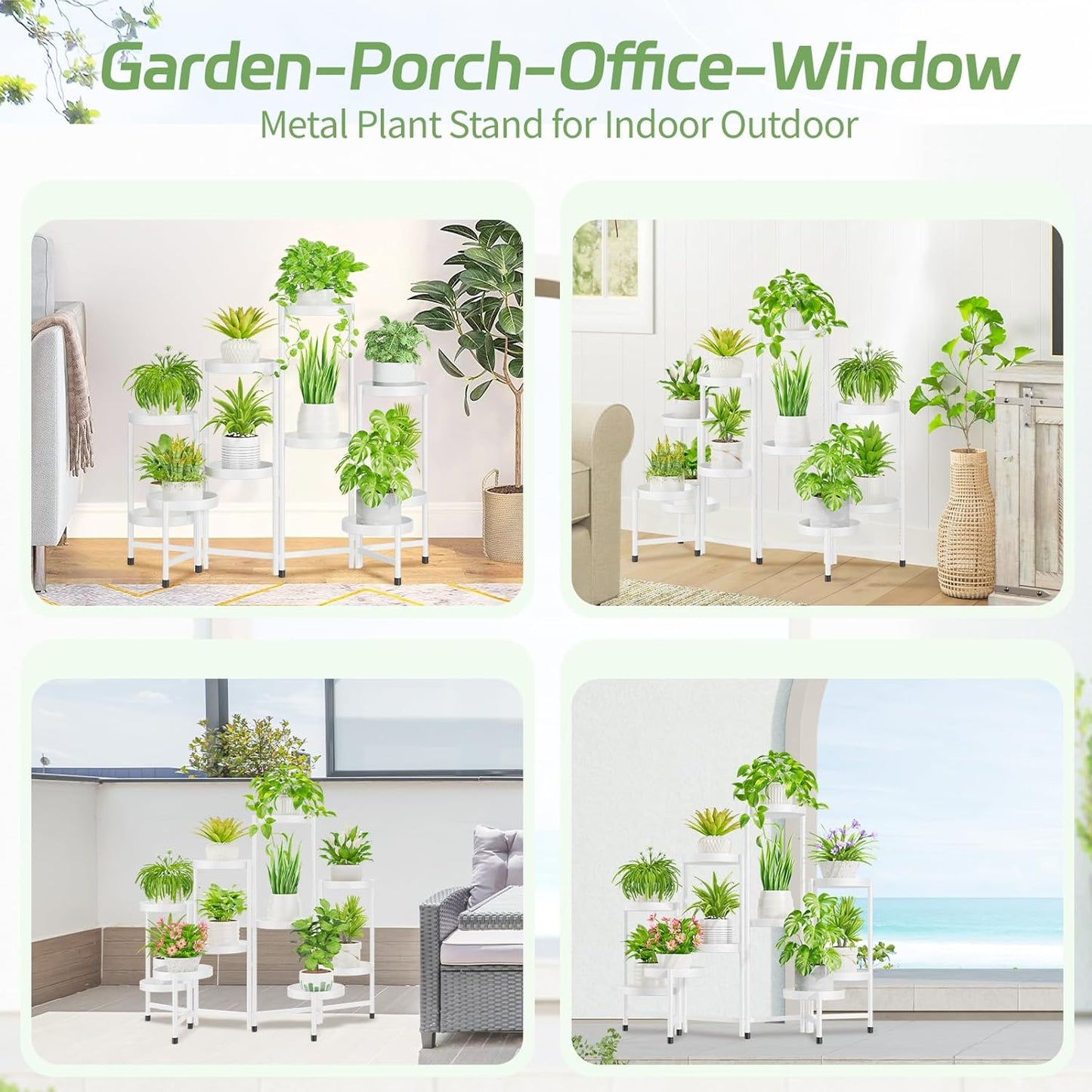 iDavosic.ly Plant Stand Indoor Outdoor, 10 Tier Corner Metal Flower Display Holder Shelf, Folding Tall Orchid Rack for Patio Balcony Porch Garden Living Room House, White