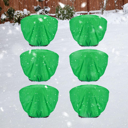 ANPHSIN 6 pcs Frost Protection Plant Covers - 19.6in x 39.3in Shrub Tree Plant Protection with Drawstring, Frost Cloth Wraps Blanket Freeze Bags for Winter Outdoor Garden Potted Plants Green