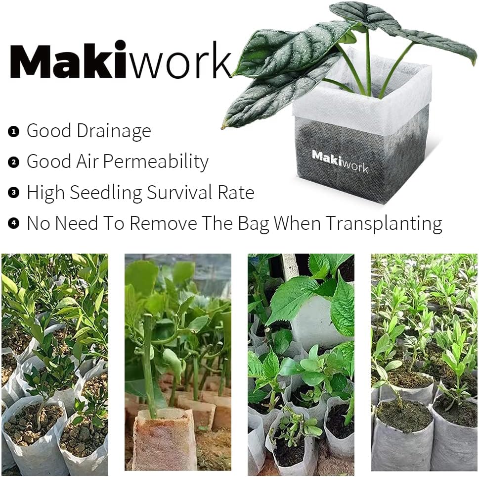 300 Pcs Non-Woven Plant Nursery Bags, Outdoor Plant Seeding Bags, Seedling Pots, Fabric Seedling Pots Plants Pouch, 100 Pcs 5.51” x 6.29”/14x16cm, 4.72” x 5.51”/12x14cm, 7.08” x 7.87”/18x20cm