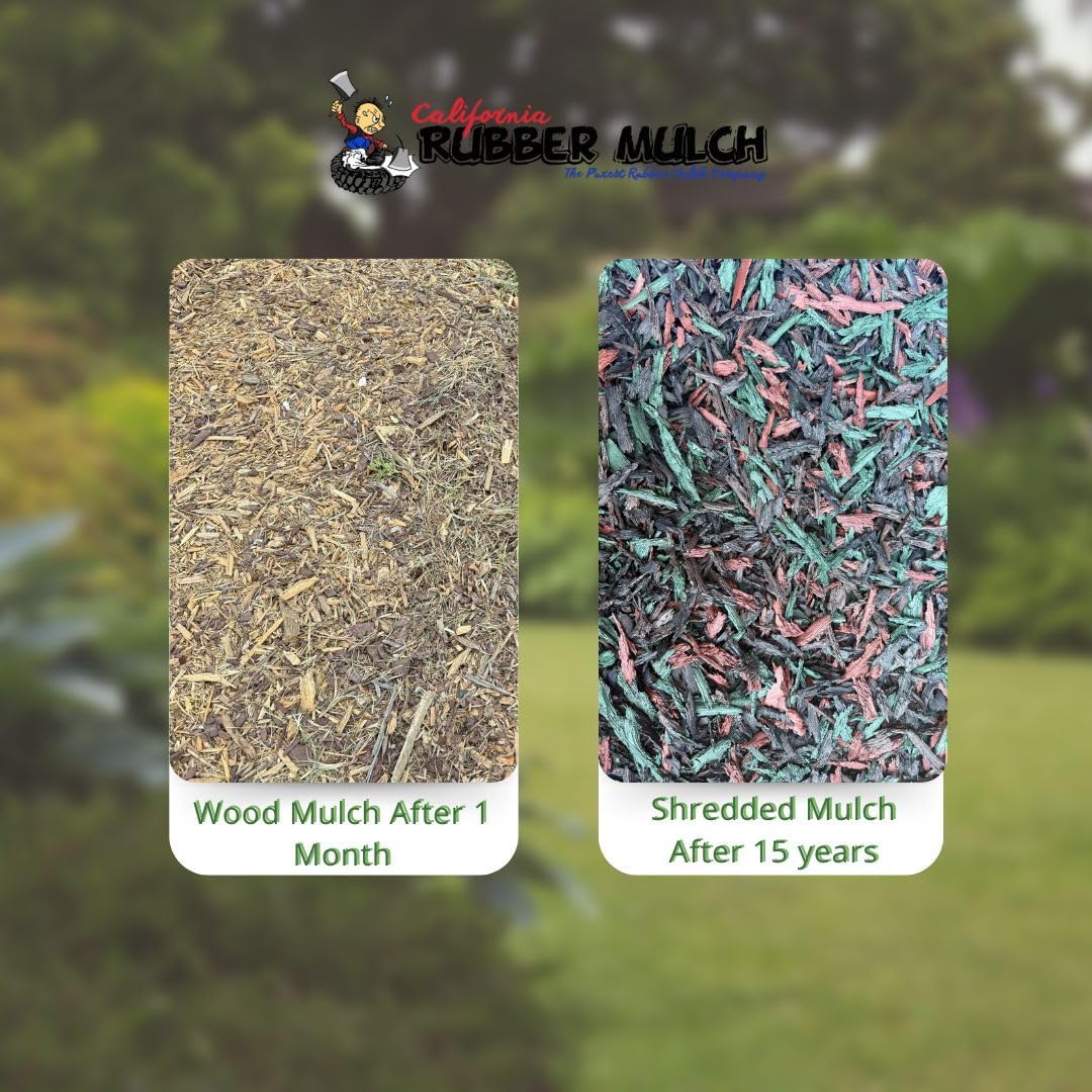100% Wire-Free Shredded Rubber Mulch – Brown/Red/Green – 10 lb (0.6 cu ft) – Long-Lasting, Low Maintenance, Safe for Kids & Pets – Ideal for Landscaping & Playgrounds (Black/Green/RED, 10Lb)
