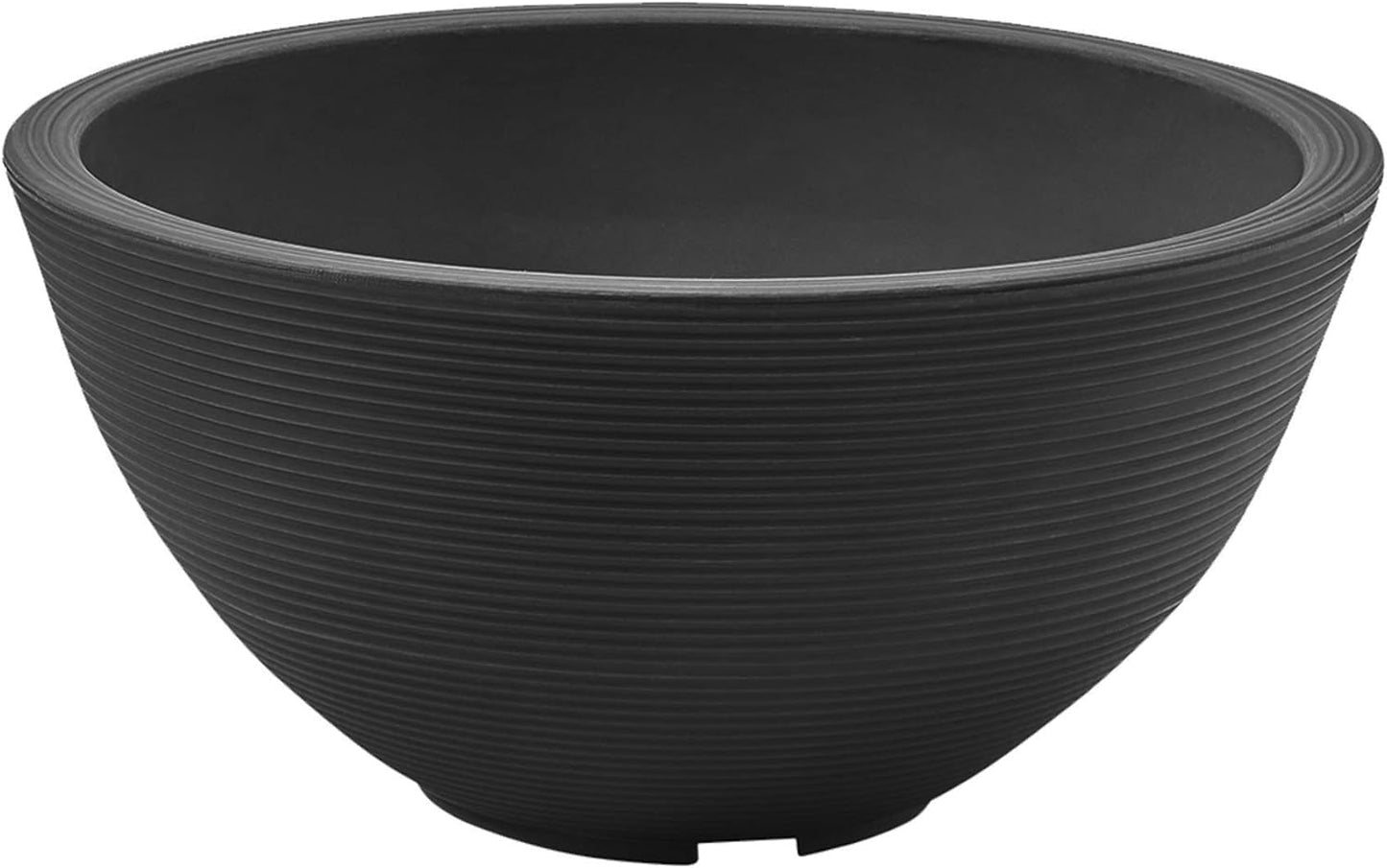 Crescent Garden Delano Bowl Planter, Large Outdoor Round Shallow Plant Pot for Water Garden, Bonsai Plant Pots, Succulents with Drain Hole - Double Walled Bowl Lotus Pot, 34" W (Caviar Black)