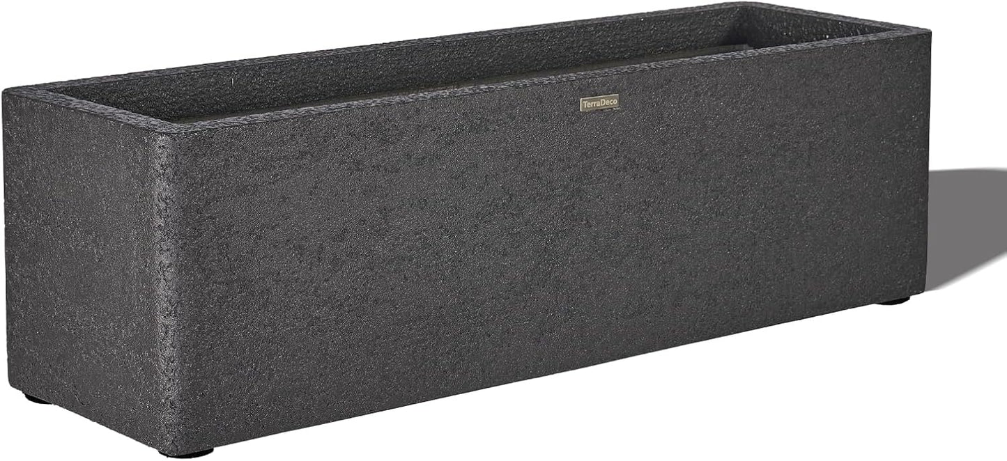 31 Inch Rectangular Concrete Planter,Durable All-Weather Use with Drainage Holes,Large Rectangular Planter for Outdoor Indoor Plants