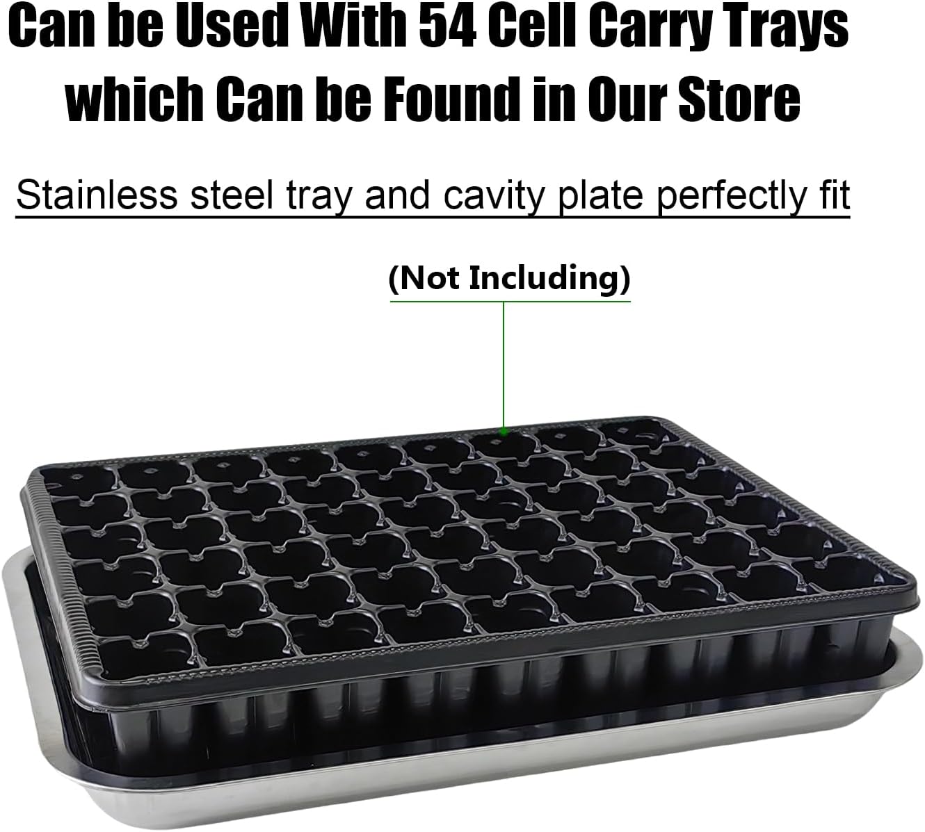 Stainless Metal Trays, Stainless Steel Seed Starter Carry Tray Fit 54 Cell Plug Tray, Nursery Seedling Pots Water Collection Transplantation (11.6 inch×15.2 inch, 1.45" Height, 10-Pack)